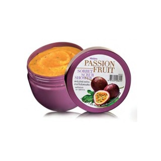 Mistine Passion Fruit Sorbet Scrub Shower 200g. สครับขัดผิวพร้อมอาบน้ำ เผยผิวใหม่กระจ่างใส ชุ่มชื่น เนียนนุ่มน่าสัมผัส