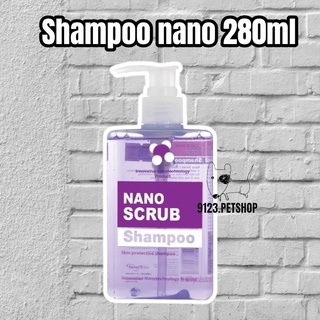 Nano Scrub Shampoo 280ml. แชมพูทำความสะอาดสำหรับสัตว์เลี้ยง สูตรพลัสนาโนซิลเวอร์ อ่อนโยนแม้ผิวบอบบาง