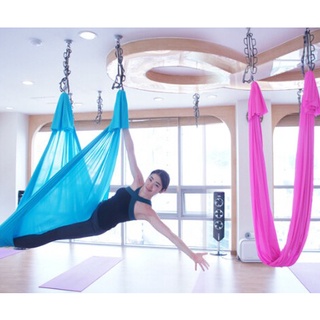 เปลโยคะฟลาย แฮมม็อค aerial yoga hammock สีพื้น ยาว 5-8 ม.