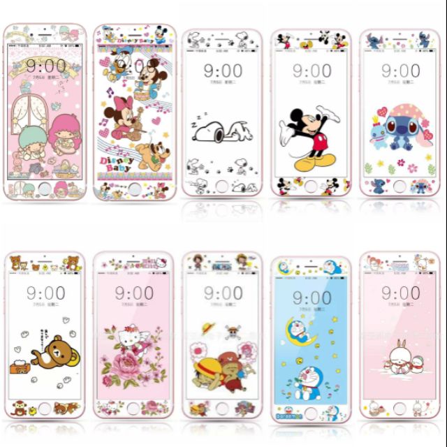 ฟิล์มกระจกลายการ์ตูน I Phone 6plus,6s plus,7plus,8plusติดเองง่ายๆ