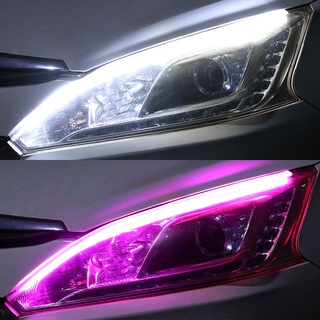 แถบไฟหน้ารถยนต์ Led DRL 12v 70 ซม. กันน้ํา สีเหลือง 1/2 ชิ้น