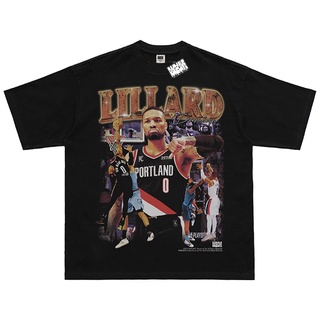 เสื้อยืดระบายอากาศฤดูร้อนเสื้อยืดแขนสั้นพิมพ์ลาย  Lillard American Street สไตล์ฮิปฮอปสําหรับผู้ชาย