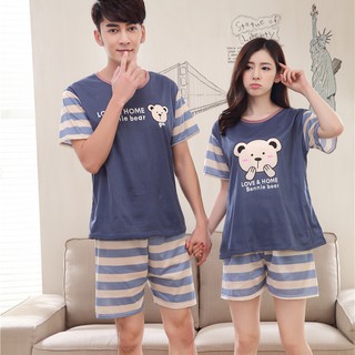 Men Women Couples Short Sleeve Pajamas Sets