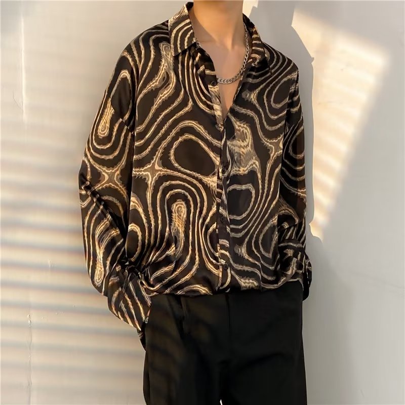 เสื้อเชิ้ตแขนยาวลําลอง ทรงหลวม พิมพ์ลาย ขนาดใหญ่ สไตล์ญี่ปุ่น ฮิปฮอป สําหรับผู้ชาย และนักเรียน