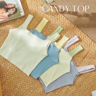 Onceandtwice | Candy Top เสื้อครอปผ้าร่อง สีพาสเทล มี 4 สี