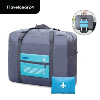 TravelGear24 กระเป๋าเดินทางแบบพับได้ (Blue/สีฟ้า) ล็อกกับกระเป๋าเดินทางได้ Trave
