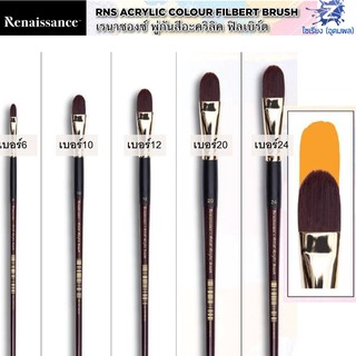 ราคาพู่กันสีอะคริลิค หัวแบน-ปลายมน อย่างดี Renaissance Acrylic color Filbert Brush มีหลายขนาดให้เลือก (1 อัน)