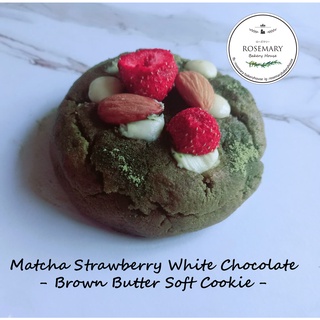 Matcha Strawberry🍓White Chocolate - ฺBrown Butter Soft Cookie - NEW! คุ้กกี้นิ่มมัทฉะสตรอบเบอร์รี่ไวท์ช็อกโกแลต BSCK-001