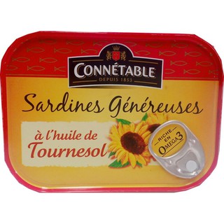 Connetable Sardines In Sunflower Oil 140g คอนเนตทิเบิลซาร์ดีนในน้ำมันดอกทานตะวัน 140 กรัม