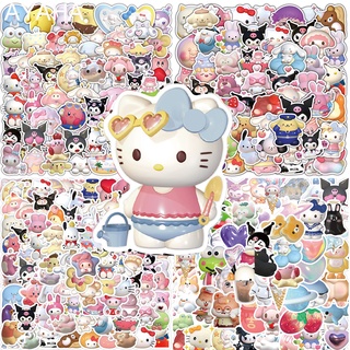 สติกเกอร์ ลายการ์ตูน Sanrio Kuromi Melody 3D สําหรับติดตกแต่งสมุด ขวดน้ํา แล็ปท็อป 60 ชิ้น