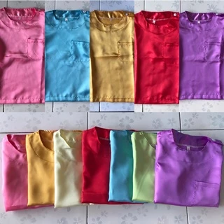 (เฉพาะเสื้อ)คอกลมผ้ามัน ชุดไทยเด็กผู้ชาย ราคาปลีก-ส่ง