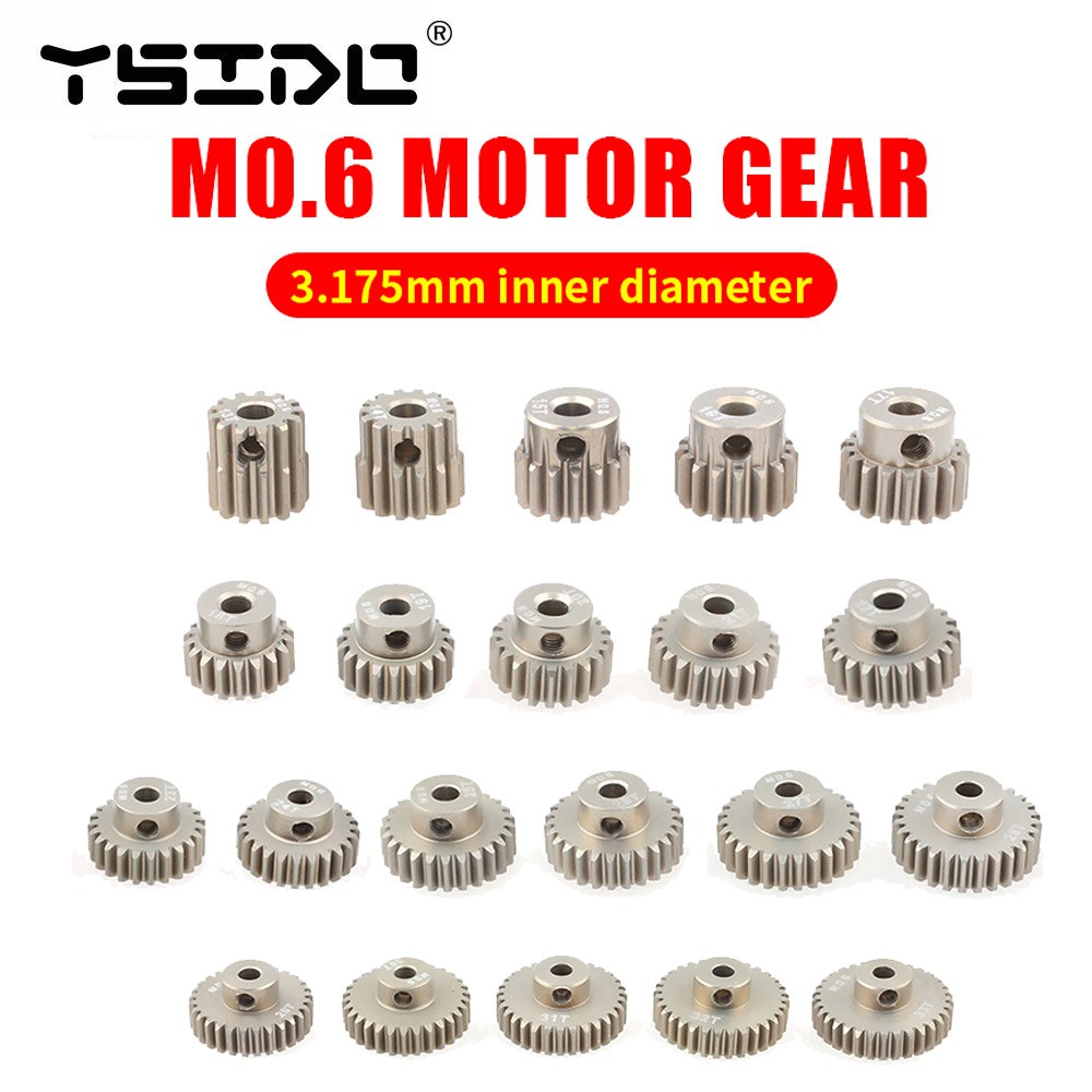 เฟืองมอเตอร์ โลหะผสมอลูมิเนียม M0.6 3.175 มม. 13T 14T 15T 17T 18T 20T 22T 24T 28T 30T 33T