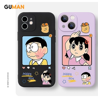 Guman เคสคู่ เคสไอโฟน คู่รัก ขอบเหลี่ยมกันกระแทกซิลิโคนนุ่มการ์ตูนน่ารักตลก เคสโทรศัพท์ Compatible for iPhone 14 13 12 11 Pro Max SE 2020 X XR XS 8 7 6 6S Plus พลัส XYB650