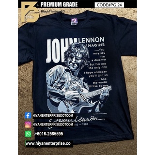 เสื้อยืดโอเวอร์ไซส์Pg24 เสื้อยืด ผ้าฝ้าย พิมพ์ลาย JOHN LENNON THE BEATLES POP ROCK STAR LEGEND SPECIAL RARE EDITION สีดํ