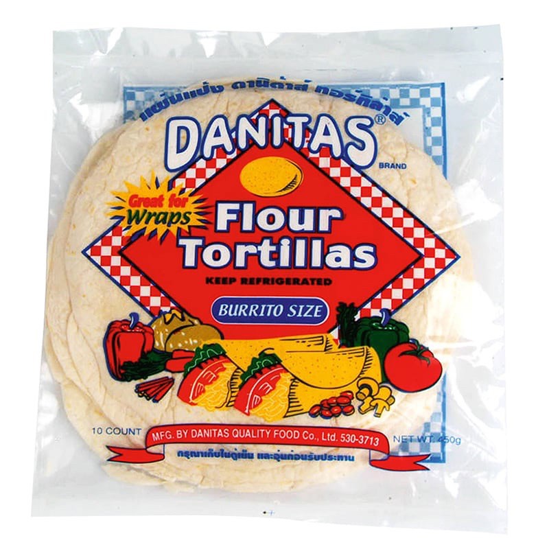 Danitas Flour Tortillas 9” inch 450 g 9 counts ดานิต้าส์แผ่นแป้งทอร์ทิล่าส์ 9นิ้ว 450กรัม
