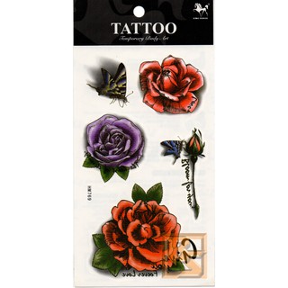 Tattoo ลาย กุหลาบ Rose แท็ททู สติกเกอร์ HM769