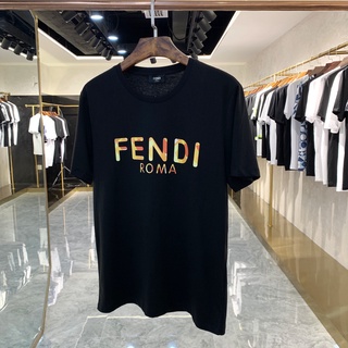 เสื้อยืดผ้าฝ้ายพิมพ์ลายแฟชั่นFend1 ใหม่ เสื้อยืดลําลอง ผ้าฝ้าย แขนสั้น คอกลม พิมพ์ลายตัวอักษร สําหรับผู้ชาย 2022