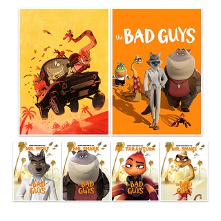 โปสเตอร์ภาพยนตร์แอนิเมชั่น the Bad Guys การ์ตูนผจญภัย แนวเรโทร สําหรับตกแต่งภายใน