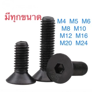 สกรูหัวจมเตเปอร์ เหล็กแข็ง M6 เกลียว 1.0 ทุกความยาว สกรู น็อต หกเหลี่ยม