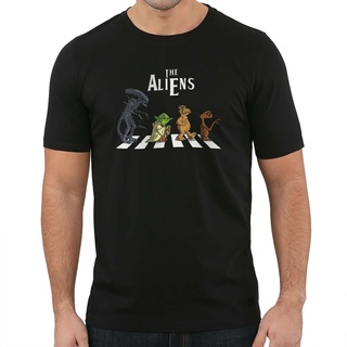 เสื้อยืดผ้าฝ้ายพิมพ์ลายขายดี เสื้อยืด พิมพ์ลาย Evolution Of Aliens Crossing The Road ตลก แปลกใหม่