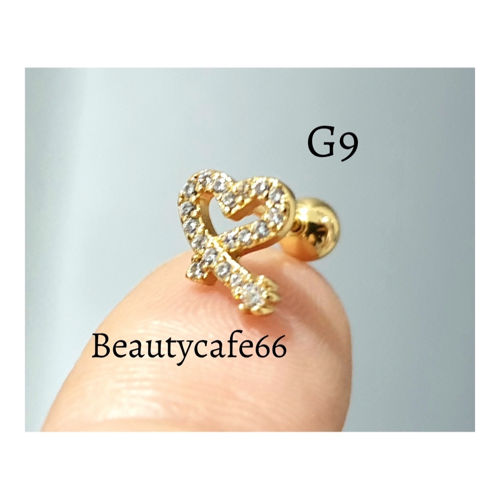 จิวปีกหู จิวเพชร ก้านทอง Minimal Earrings (G) G9-G16 จิวเกาหลี 1 ชิ้น ต่างหูเพชร จิวผึ้ง ต่างหูเพชร จิวดอกไม้ จิวดาว - รูปที่ 5