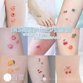 🍒Clouds Tattoo🍋 แทททูงานมินิรวมผลไม้และดอกไม้ 9ใบ  งานแบรนด์คุณภาพ พร้อมส่งจากไทย🇹🇭