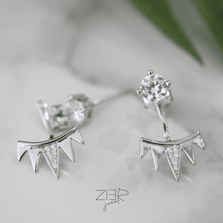 ต่างหูเงินแท้ 925 Silver Earring  925 (2 pieces separate) สามารถแยกชิ้นได้-(E07160430)