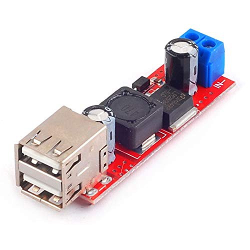โมดูลแปลงแรงดันไฟลงจาก 6-40Vdc เป็นไฟแบบ USB 2 Port 5V กระแสสูงสุด 3A Dual USB DC-DC Step Down Modul