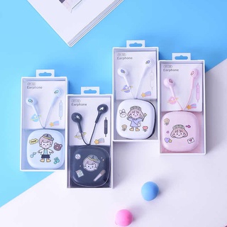 ส่งด่วนๆ🔥 3.5mm หูฟังพร้อมไมค์คุยโทรศัพท์ได้ Music Universal Earphone With Microphone Cute Headphone In-ear Cartoon Hea