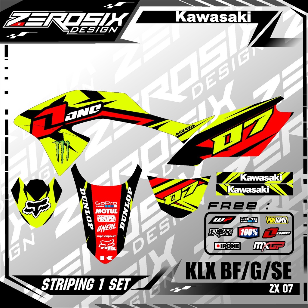 สติกเกอร์ KLX 150g - KLX BF KLX G KLX SE - The Newest KLX SUPERMOTO Sticker ZX 22-07 Cool