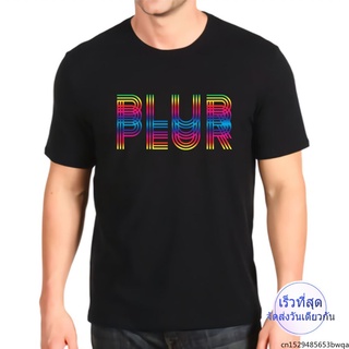 เสื้อยืดเท่ๆ Kawaii Plur Rave Rainbow Music เสื้อยืดลําลองสําหรับผู้ชายแขนสั้นพิมพ์ลายกราฟฟิค