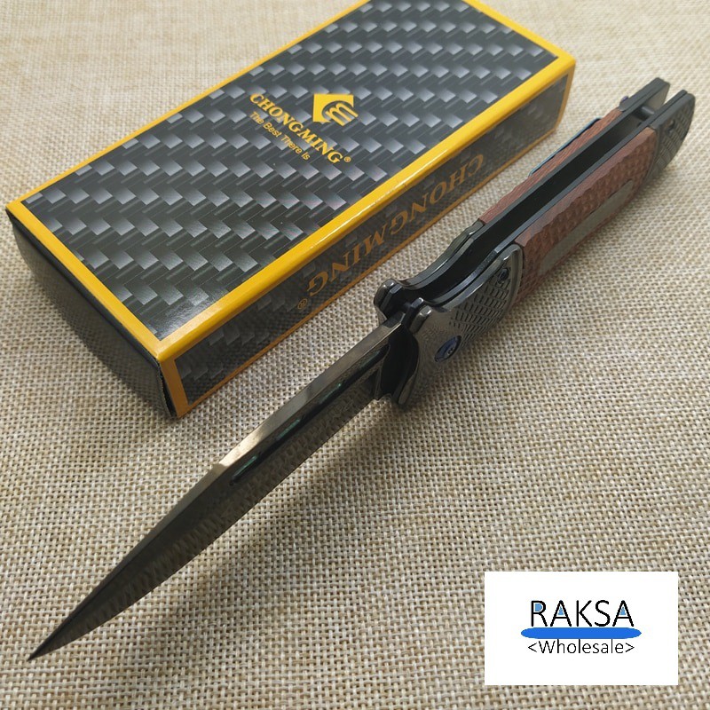 RAKSA Wholesale CHONGMING Knife CM010 มีดพับ มีดพกพา มีดพกเดินป่า มีดสวยงาม มีดพกสวย มีดแคมป์ปิ้ง สีดำเคลือบผิวไทเทเนียม - รูปที่ 6