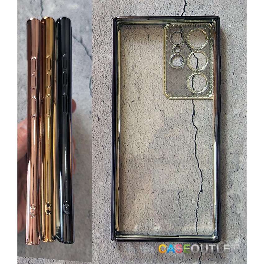 เคส Samsung S21 Ultra S21ultra Tpu ใส กันกล้อง คลุมเลนส์ กันตก ขอบเงา ขอบทอง โครเมียม - รูปที่ 5