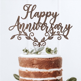 ท็อปเปอร์อะคริลิครูปตัวอักษร Happy Anniversary สําหรับตกแต่งเค้ก