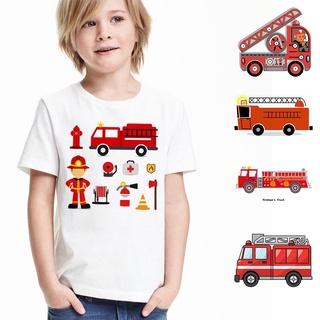 ใหม่ เสื้อยืดลําลอง แขนสั้น คอกลม ลาย Fireman แฟชั่นฤดูร้อน สําหรับเด็กผู้ชาย ผู้หญิง อายุ 3-13 ปี