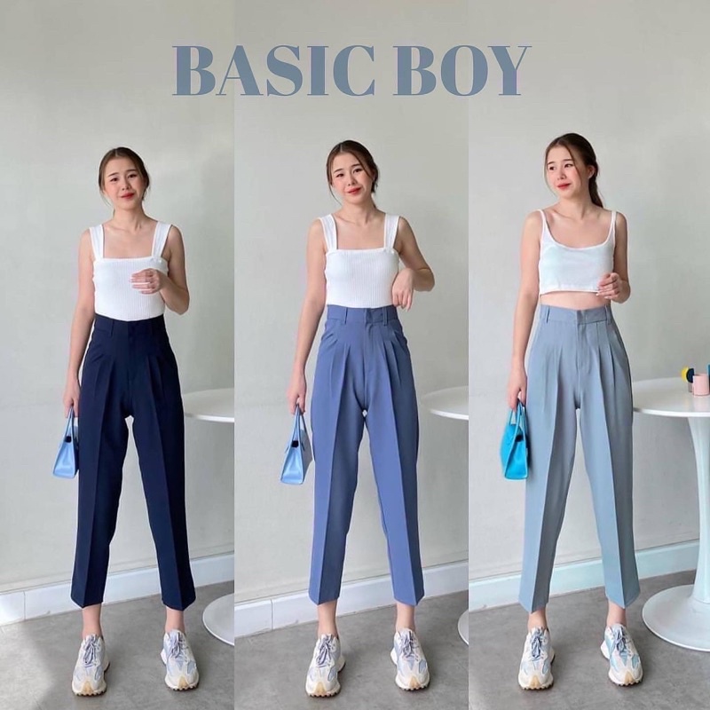 (𝟎𝟎𝟐) พร้อมส่ง🎒𝐁𝐀𝐒𝐈𝐂 𝐁𝐎𝐘🎒กางเกงทรงบอย8ส่วน ผ้าเปเป้A80ยืดหยุ่นกำลังดี กางเกงทำงานเอวสูงพรางหุ่นใส่สบาย ใส่ได้ทุกโอกาส - รูปที่ 2