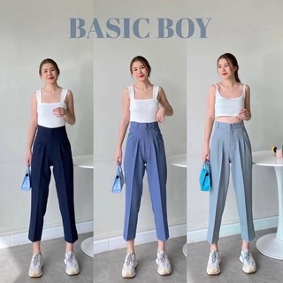 (𝟎𝟎𝟐) พร้อมส่ง🎒𝐁𝐀𝐒𝐈𝐂 𝐁𝐎𝐘🎒กางเกงทรงบอย8ส่วน ผ้าเปเป้A80ยืดหยุ่นกำลังดี กางเกงทำงานเอวสูงพรางหุ่นใส่สบาย ใส่ได้ทุกโอกาส