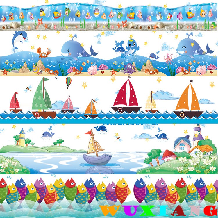 【wuxiang】สติกเกอร์ติดผนังห้องน้ํา กันน้ํา ลายการ์ตูน มีกาวในตัว