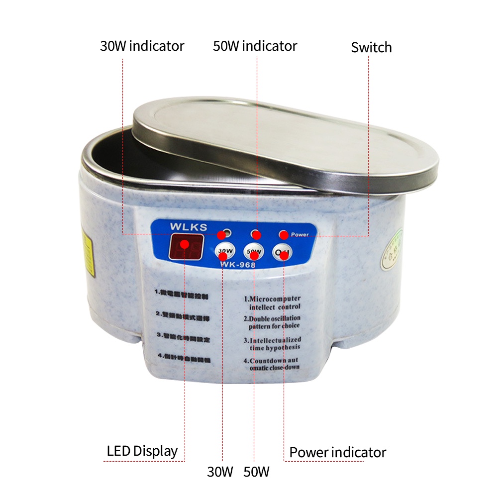 NG Ultrasonic Cleaner 30/50W Sonicator Bath 40Khz สำหรับนาฬิกาคอนแทคเลนส์แว่นตาฟันปลอมฟันไฟฟ้าแต่งหน