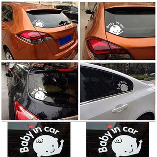 สติ๊กเกอร์ ภาพการ์ตูน Baby In Car แบบสะท้อนแสง สำหรับรถยนต์