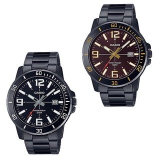 CASIO นาฬิกาข้อมือผู้ชาย สายสแตนเลส สีดำ รุ่น MTP-VD01B,MTP-VD01B-1B,MTP-VD01B-5B