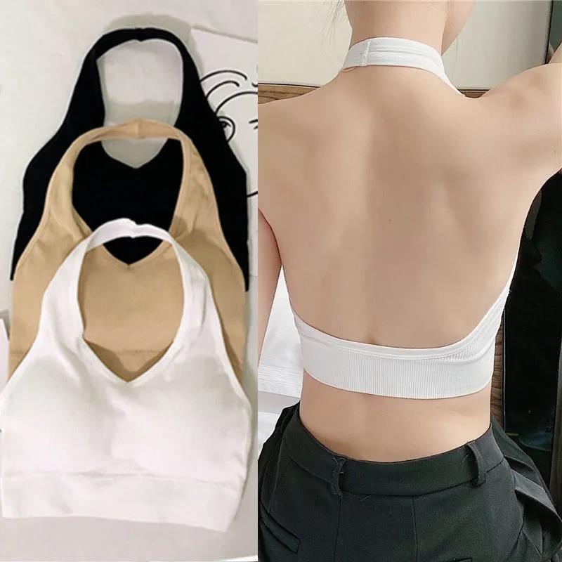 สินค้าพร้อมส่งจากไทย LansrubBra (N611) เสื้อครอปสั้นคล้องคอ สีเอิร์ธโทนสวย