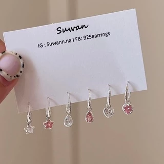 Suwann.na [ราคาต่อคู่] ต่างหูห่วง ต่างหูเงินแท้ ห่วงตุ้งติ้ง