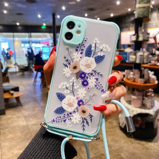 CASING FLOWER MOTIF LANYARD VIVO V19 V20 V20 SE สําหรับ CASING DOVE FLOWER CASE COVER FUZE MATTE CAM