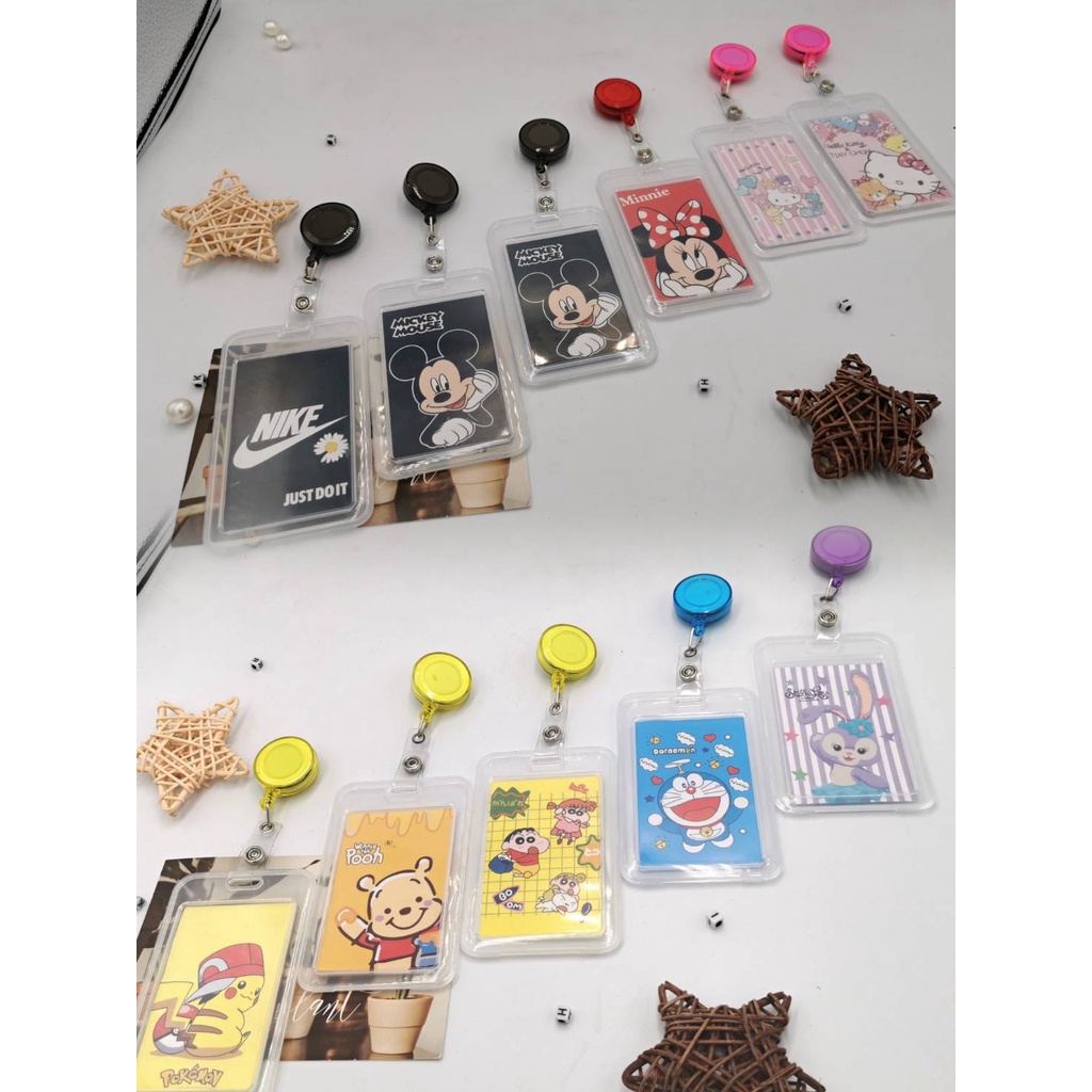 🔥50ลาย เลือกสีได้ ชุดการ์ดงานการ์ตูนมีเชือกมีโยโย่ Cartoon card holder student bus access work card with yoyo KT