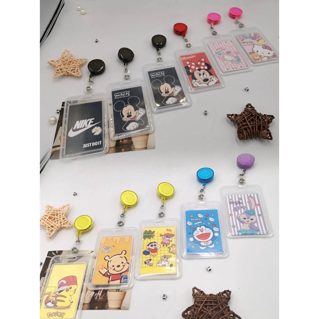 🔥50ลาย เลือกสีได้ ชุดการ์ดงานการ์ตูนมีเชือกมีโยโย่ Cartoon card holder student bus access work card with yoyo KT