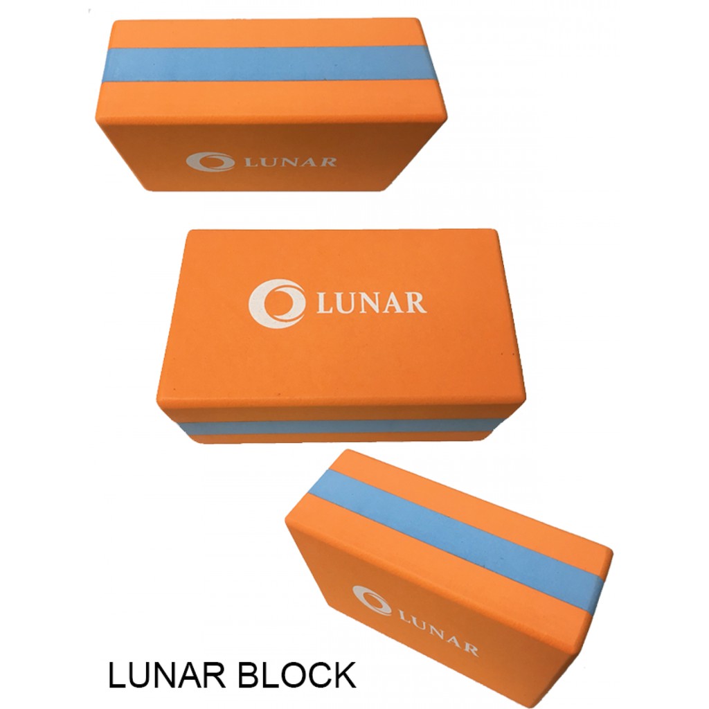 🧘‍♀️บล็อคโยคะ EVA สีส้ม Lunar - Block Yoga - Orange/Light Blue/Orange อุปกรณ์จัดท่าฝึกโยคะให้ได้ระเบียบถูกต้องตามตำรา