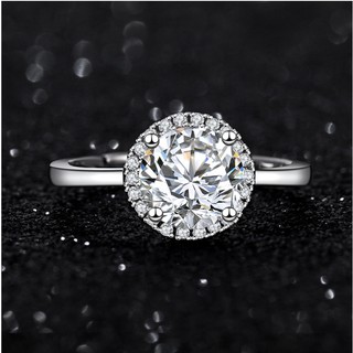 Moissanite แหวนเงินแท้ 925 ฝังเพชรสวิส (CZ) : ฟรีSize