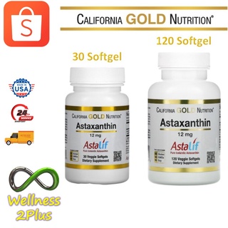 30 softgels (ฝาแดง 06/2023) California Gold Nutrition Astaxanthin 12 mg pure icelandic Astaxanthin ของแท้ 100%