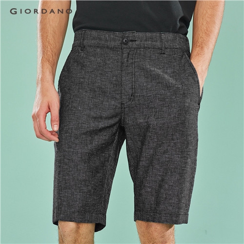 GIORDANO MEN Linen-cotton mid-low rise casual shorts 90109339